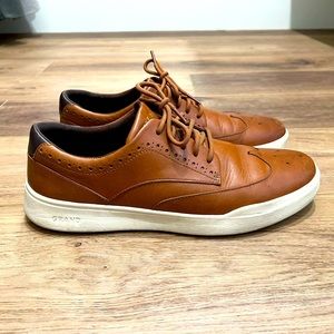 Cole Haan leather wingtip sneakers in cognac